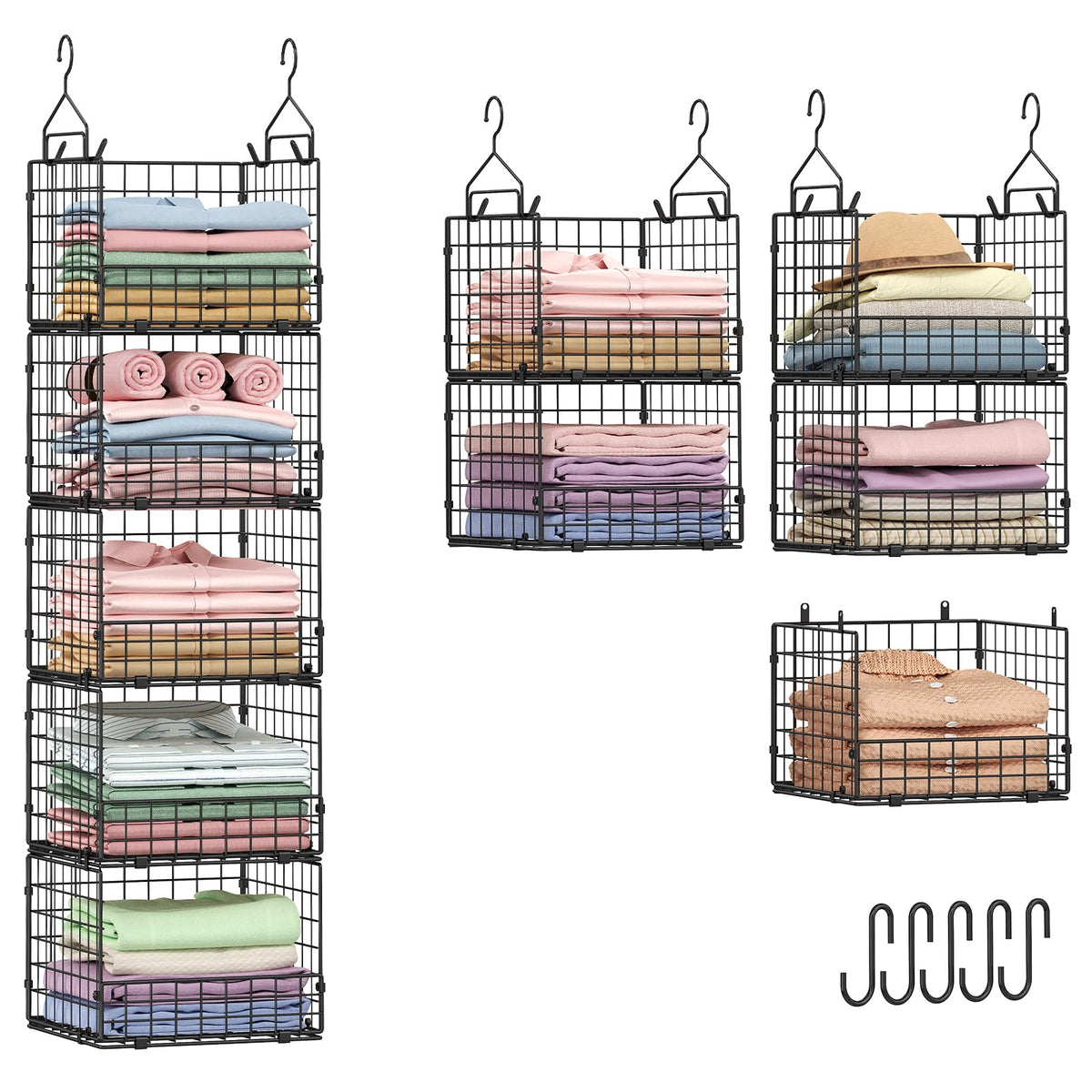 Sonyabecca 5-Tier Hanging Closet Organizer – Black Closet Storage - Image 1
