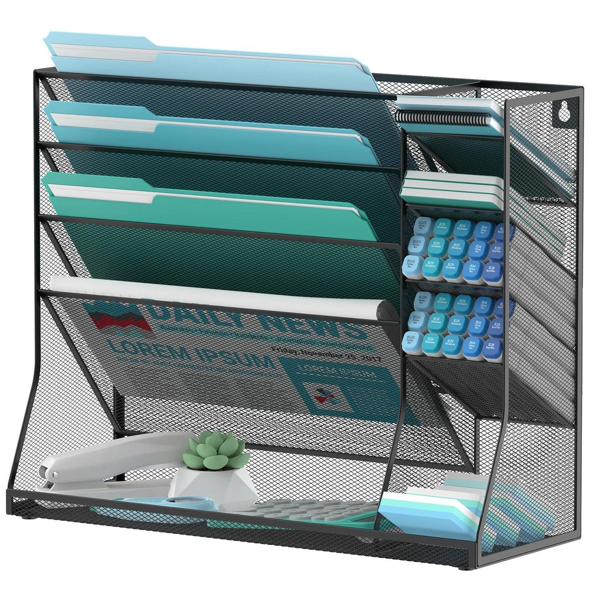 5-Tier Wall File Organizer and Wall File Holder with Bottom Tray - Image 1