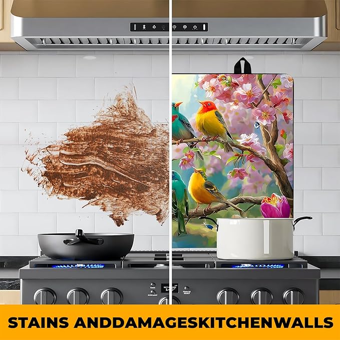 Happy Easter Stove Top Cover Flower Eggs Cute Rabbit Gas Stove Top Cover for Home Decoration Kitchen St. Patrick Day Pad Non-Stick Washable Cooktop Covers Countertop Protector (bird, 28" x 20")