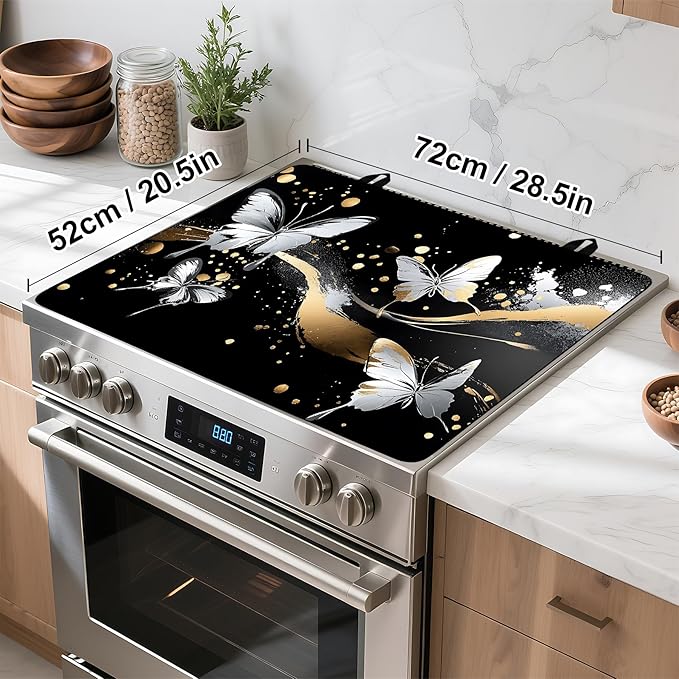 Stove Top Cover for Home Decoration Kitchen Pad Washable Cooktop Covers Countertop Stove Protector Mat for Home Kitchen Cooktops (butterfly, 28"x20")