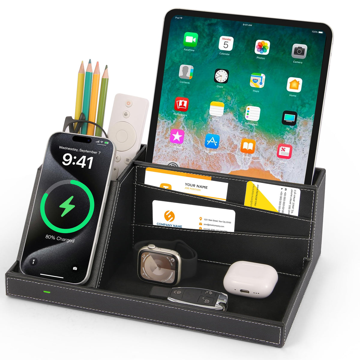 Fast Wireless Charging Station with Desk Organizer for iPhone - Image 1