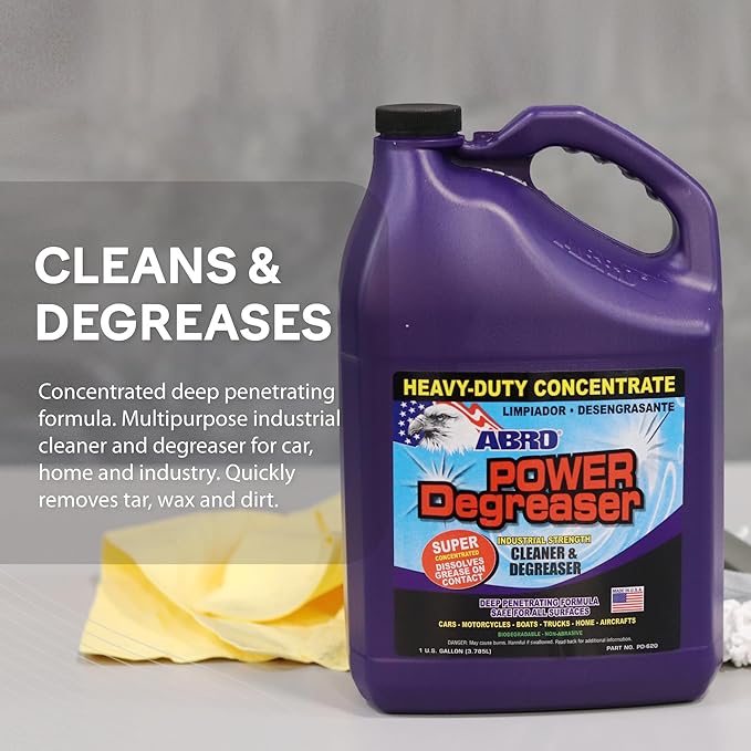 ABRO Heavy Duty Power Degreaser, High Performance Multifunctional Auto Engine Degreaser for Quick and Easy Removal of Grease, Oil, Dirt &Grime, Engine Cleaner and Degreaser, 6 Pack Case, 1 Gallon