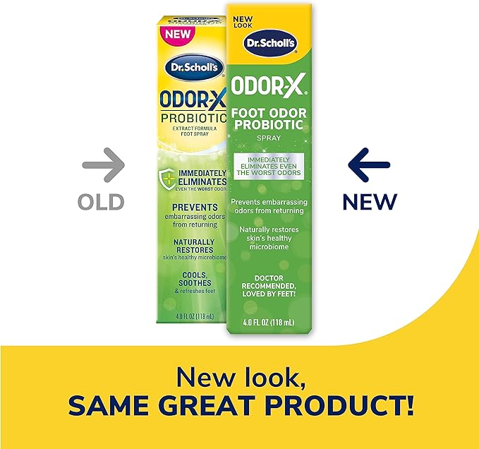 Dr. Scholl's ODOR-X FOOT ODOR PROBIOTIC SPRAY, 4 oz // Immediately Eliminates The Worst Odors & Odor-Eaters Blue Unisex Shoe Insoles, Control Odor and Wetness