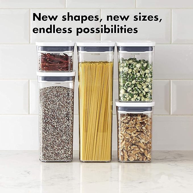 OXO Good Grips POP Container - Airtight Food Storage - 0.4 Qt Rectangle (Set of 4) for Baking Soda and More