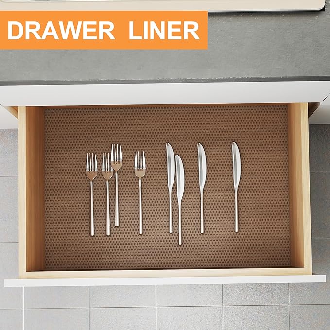 FLPMIX Kitchen Cabinet Liner 17.7-Inch: Translucent Gray Cabinet Drawer Liner - Waterproof Clear Refrigerator Shelf Mat for Pantry Cupboard 17.7" x 300"