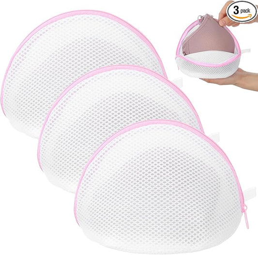 3Pcs Bra Washing Bag for Laundry, Mesh Bra Laundry Bag for Washing Machine Lingerie Washer Protector with Zipper for Underwear and Delicates