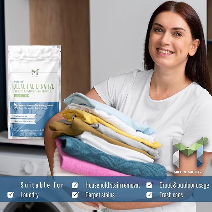 Bleach Alternative Stain remover Laundry Booster to Brighten Whites, Chlorine Free, Natural Mineral Based Powder 2.5 Pounds