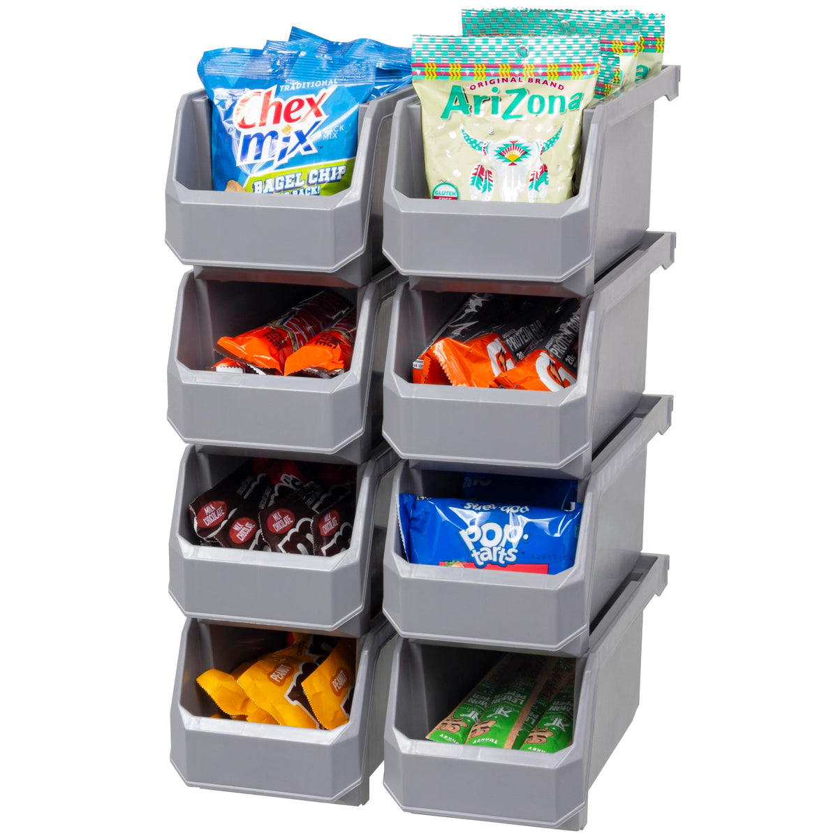 ReadySpace Medium Stackable Plastic Storage Bins, 8-Pack, Gray - Image 1