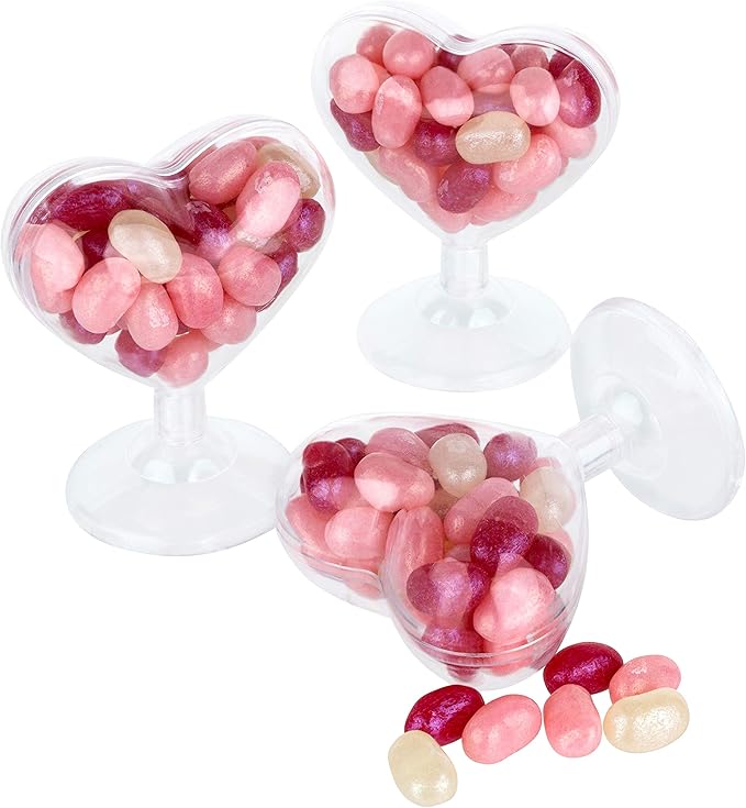 Hammont Heart Shaped Acrylic Candy Boxes - 12 Pack - 3.07"x3.03"x1.76" - Perfect for Weddings, Birthdays, Party Favors and Gifts | Designer Cute Clear Lucite Plastic Treat Containers