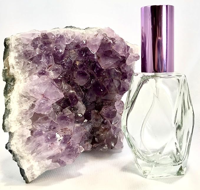 Luxury Clear Glass Diamond Shaped 60 ml. (2oz.) Spray Perfume Bottle. Fine Mist Purple Perfume Cologne Atomizer for Essential Oil Aromatherapy Perfume Cologne Refillable (2 oz. 288 Bottles, Purple)