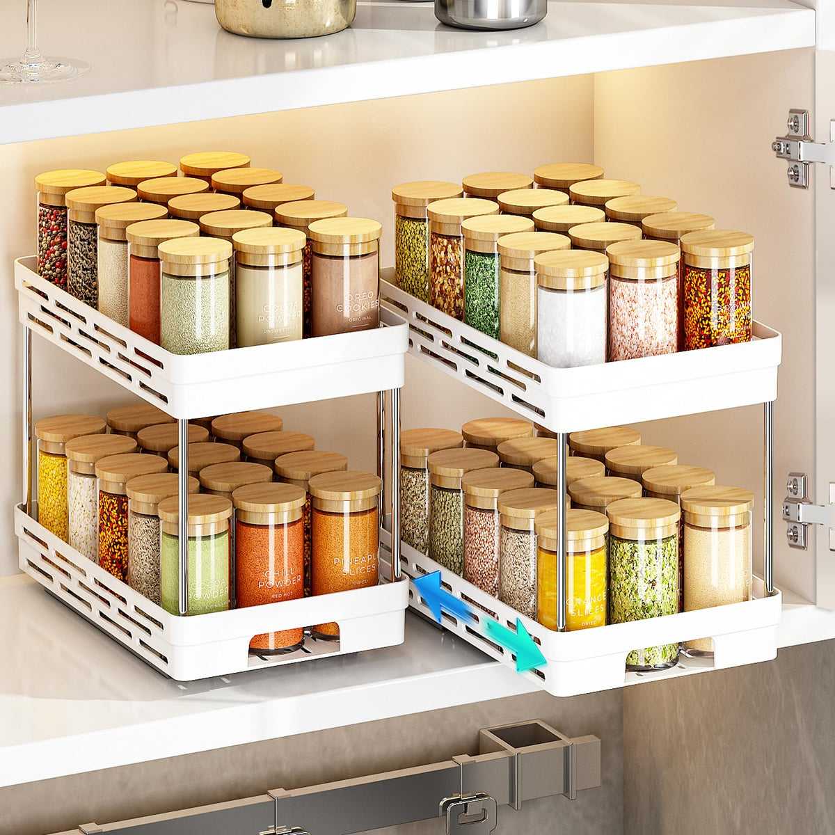 Pull Out Spice Rack Organizer for Cabinet, 2 Pack Widen Slide Out - Image 1