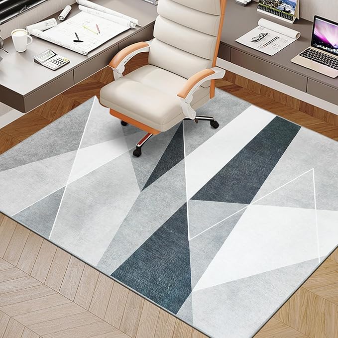 Office Chair Mat for Hardwood Floor & Low-Pile Carpet, 60"*48" Highly Premium Quality Under Desk Mat 3.86lbs Anti-Slip Rolling Chair Mat for Carpet/Laminate Floor Black White