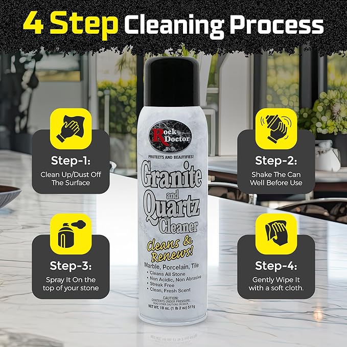 Rock Doctor Granite Cleaner, Cleans& Renews Surfaces, Granite/Marble Countertop Cleaner, Cleaning Spray for Vanity, Table Top, Kitchen Counters, Stone Surfaces 18 Fl Oz Pack of 2