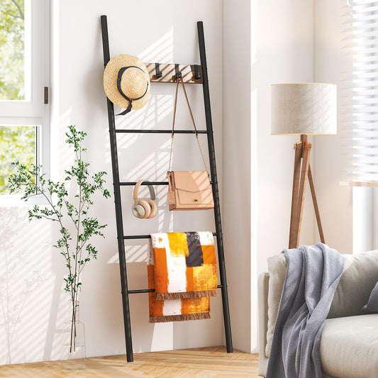 Tangkula Blanket Ladder, 5-Tier Ladder Shelf with 5 - Image 1