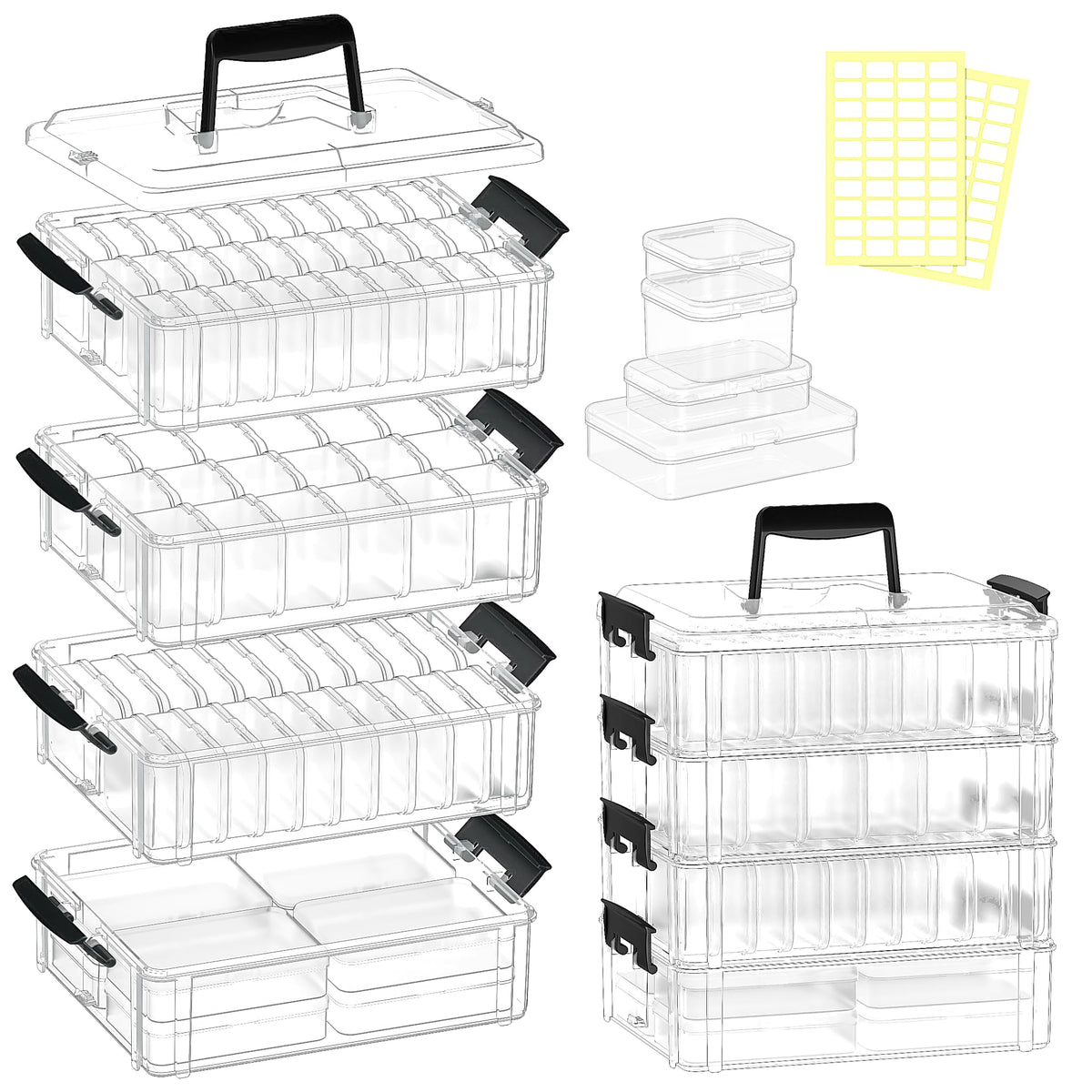 Bead Storage Organizer, 76 Small Containers and Lids, 4 Sizes - Image 1
