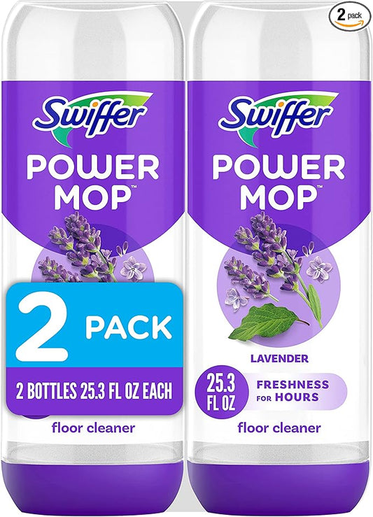 Swiffer Power Mop Refill Solution, Floor Cleaner for Mopping Tile, Vinyl, Laminate, Wood in Home, Bathroom, Kitchen, All Purpose Multi-Surface Solution for Floor Cleaning, Lavender Scent, 50.6oz