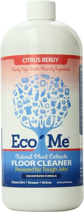 Eco-me Natural, Plant-Based Concentrated Multi-Surface and Floor Cleaner, Clear, 32 Fl.Oz, Citrus Berry