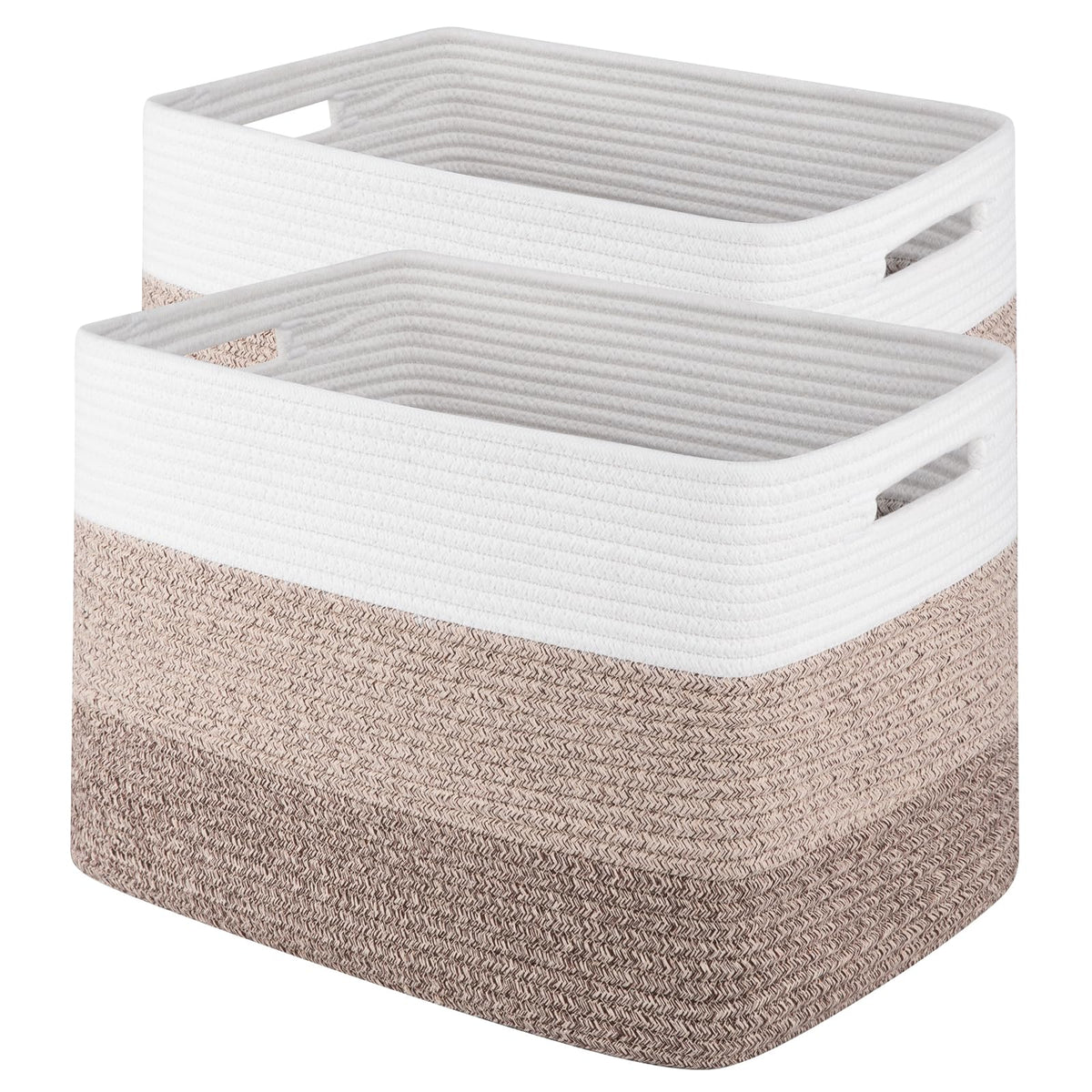 2 Pack Woven Storage Baskets for Closet, Toy Basket with Handles - Image 1