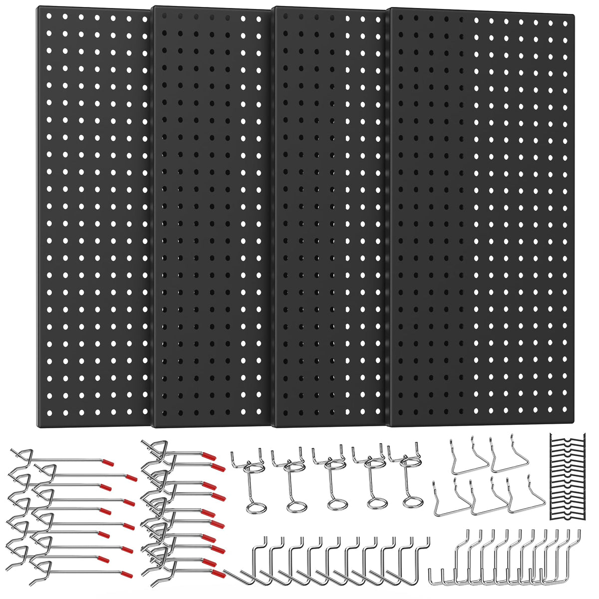 Metal Peg Board Panels with Hooks, Garage Pegboard Tool Organizer - Image 1