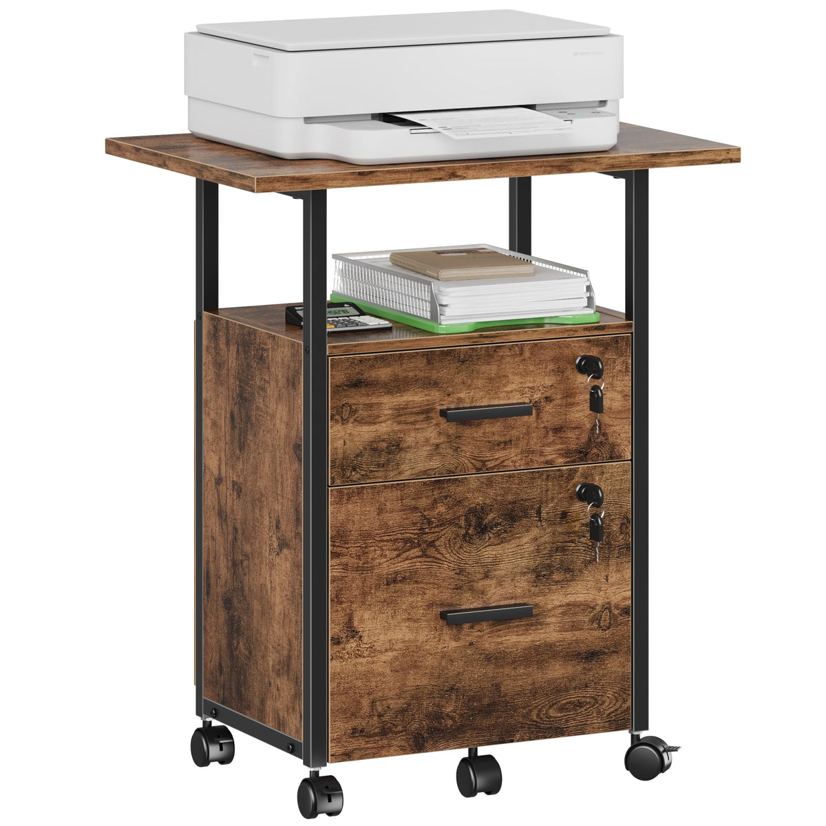 GYIIYUO 2 Wood Drawer Lockable File Cabinet with 22'' - Image 1