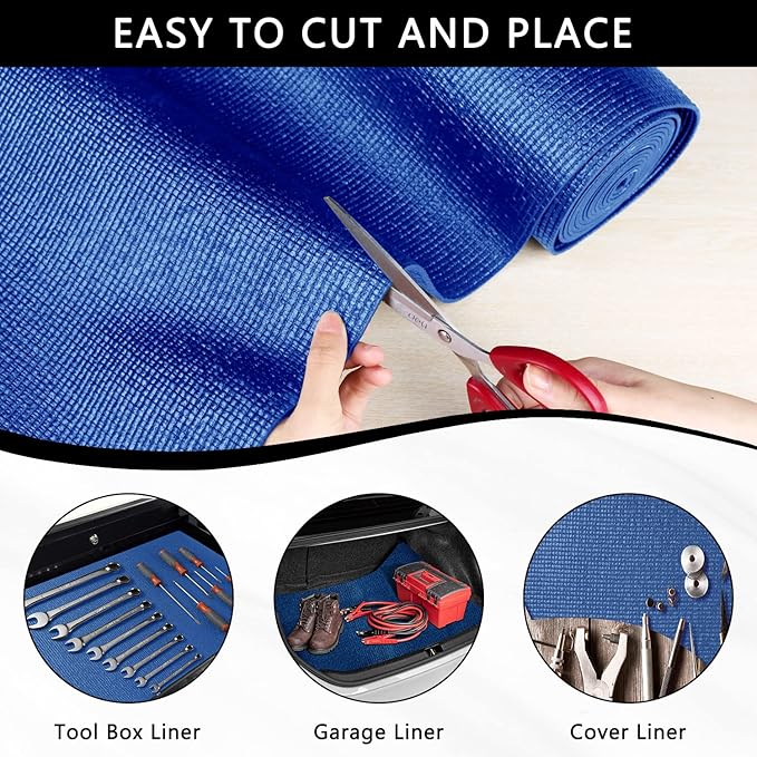 Foam Toolbox Liner Drawer Mat 1/8 Inch Thick X 20 Inch Wide X 24 Ft Long Blue, No Slip for Protecting Cabinet, Garage, Cart, Tool Box