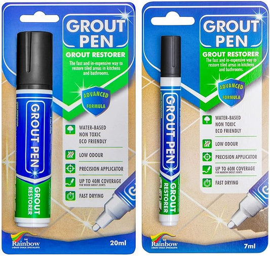 Grout Pen Tile Paint Marker: Waterproof Grout Colorant and Sealer Pen to Renew, Repair, and Refresh Tile Grout - Cleaner Coating Stain Pens - 2 Pack, 5mm Narrow and 15mm Wide Tip Pen - Black