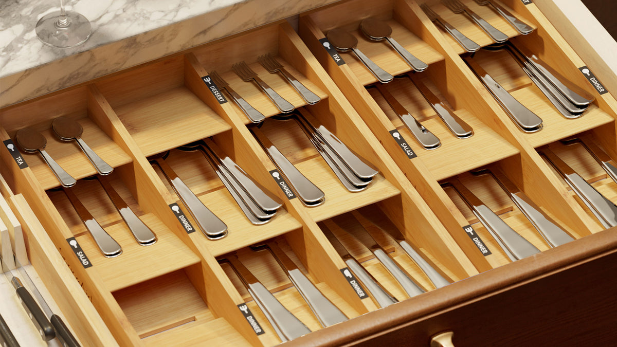 SpaceAid Bamboo Silverware Drawer Organizer with Lab | All Products - Image 8