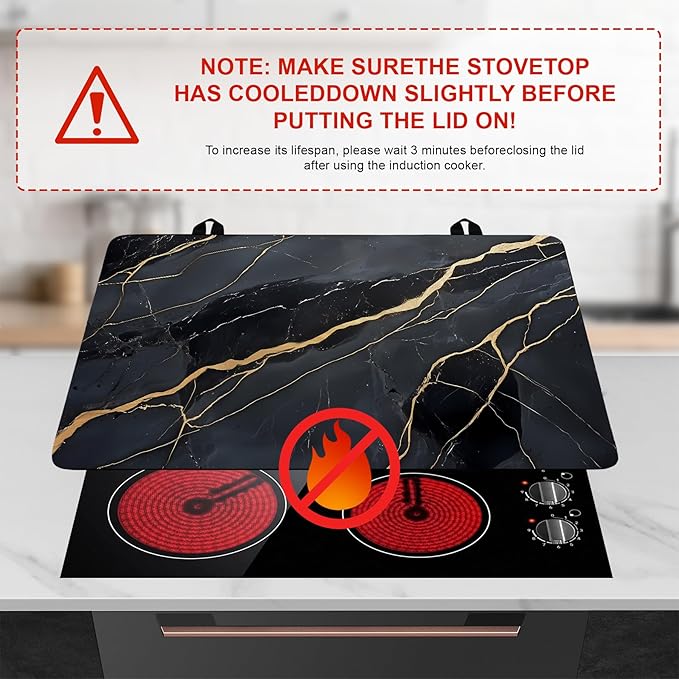 Stove Top Cover Flower Gas Stove Top Cover for Home Decoration Kitchen Pad Non-Stick Washable Cooktop Covers Countertop Protector Keep Stove Clean (Black, 28L"x20W")