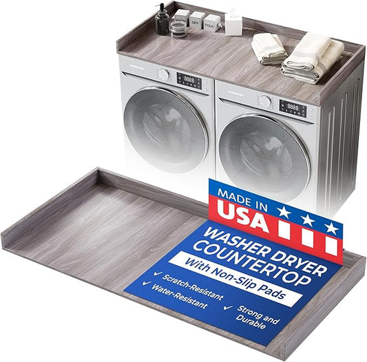 OfficeSimpli Washer Dryer Countertop, Made in USA, Non-Slip Pads, Easy Clean, Laundry Room Essentials and Decor, Washer Dryer Wood Top for Organization (Iconic Maple, Standard (27.5" x 54"))