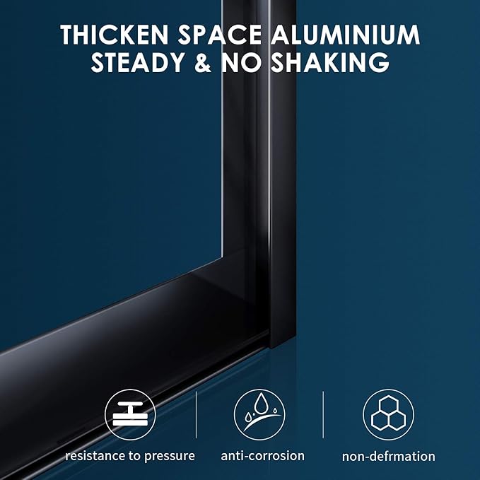 SUNNY SHOWER 54 x 72 Bypass Sliding Shower Door 1/4 Clear Glass Semi-Frameless Shower Door Stainless Steel Hardware Glass Door Black Finish, Black