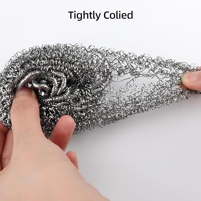 150 Pack Steel Wool Scrubber Pads, Stainless Steel Scrubber, Scrubbing Scouring Pad, Steel Wool Scrubbers for Pots and Pans, Stoves,Broiler Racks,Grills and More