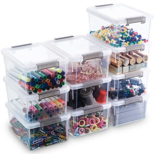 Citylife 10Packs 1.3Qt Small Storage Bins with Lids,Stackable - Image 1