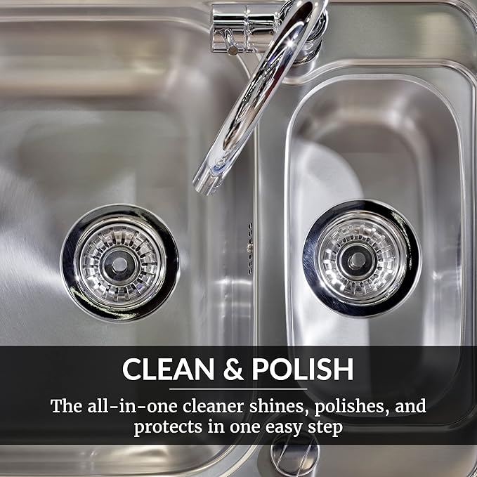 HOPE'S Perfect Sink Cleaner and Polish, 8.5 Fl Oz, and Perfect Granite and Marble Countertop Cleaner with Microfiber Cloth, 22 Fl Oz, Bundle