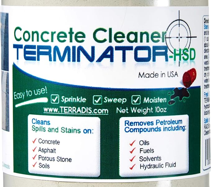 Concrete Oil Stain Remover Eco-Friendly Bio-Remediates and Removes Oil & Grease Stains on Concrete and Asphalt Driveways, Garages, Pavers, Patios, Parking Lots and Streets(10 Oz)