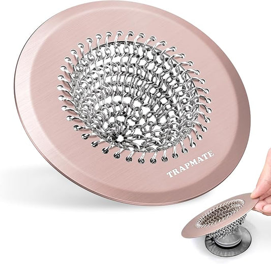 Shower Drain Hair Catcher, Fast Drainage Bathtub Drain Hair Catcher, Easy Clean Hair Catcher Shower Drain, Upgraded 304 Stainless Steel Shower Drain Cover For Shower Regular & Pop-up Drain (Rose Gold)
