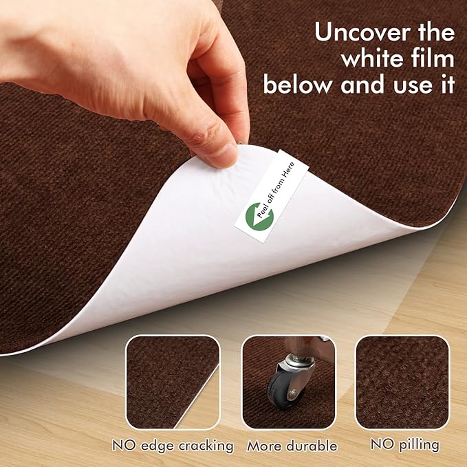 Recliner Pads for Hardwood Floors, Non Slip Recliner Grippers, Furniture Pads Floor Mats for Carpet, Anti Slide Office Chair Mat for Floor Protector, 35"x35" (2 Pack Coffee