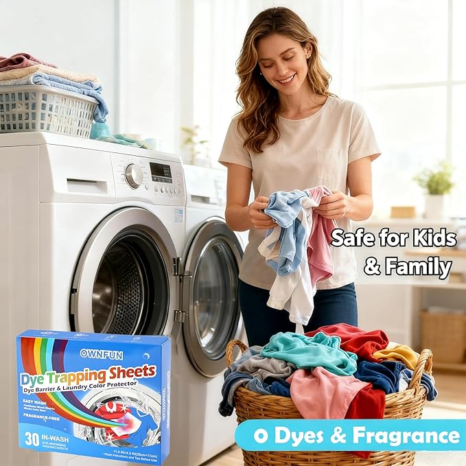 OWNFUN Color Catchers Sheet for Laundry Color Absorber Sheets Allow Mixed Washes Color Catcher Sheets for Clothes Quilts Washing Fragrance Free Color Grabbers Laundry Sheet