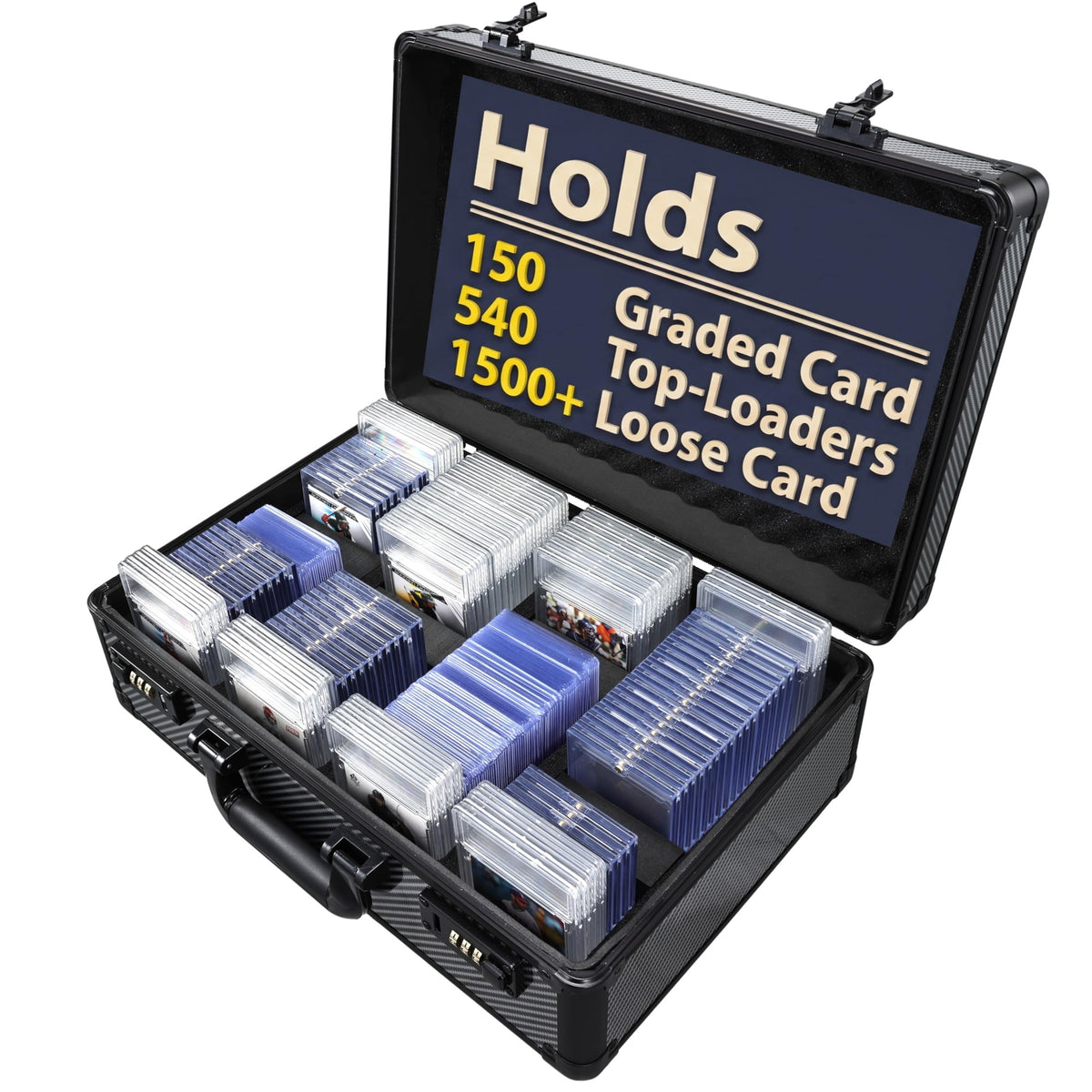 Large Graded Card Storage Box 4-Row with Combo Lock - Image 1