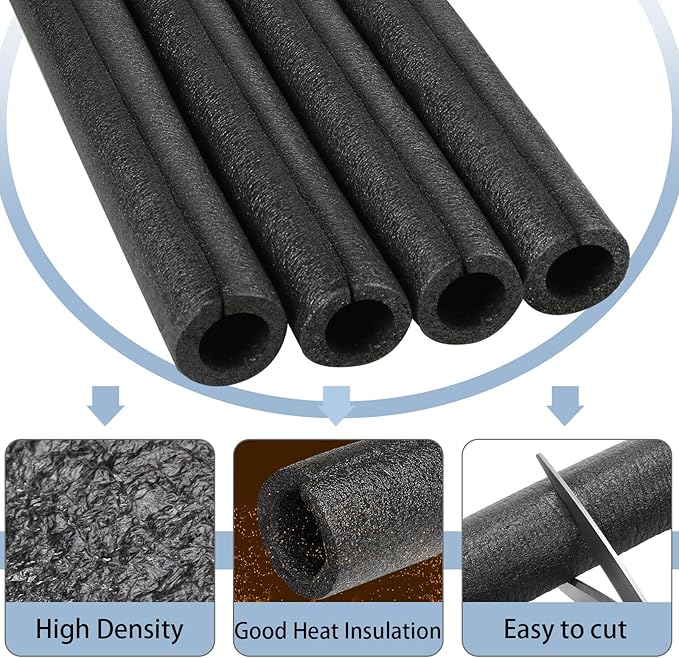 4 Pack Elbow Pipe Insulation Foam Tube Outdoor Wrap Black Pipe Covers Elbow Insulation Tubing Water Foam Covers for Outdoor Winter Irrigation, Sprinkler (3/4 Inch)