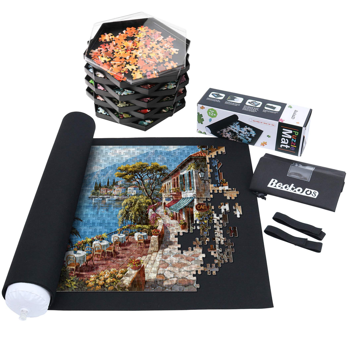 Becko Puzzle Mat + 8 Puzzle Sorting Trays - Image 1