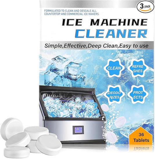 36 Pcs Ice Machine Cleaner Tablets Descaler, Clean Tablets for Ice Maker, Nickel Safe Scale Remover for Countertop, Deep Cleaning, Remove Odor