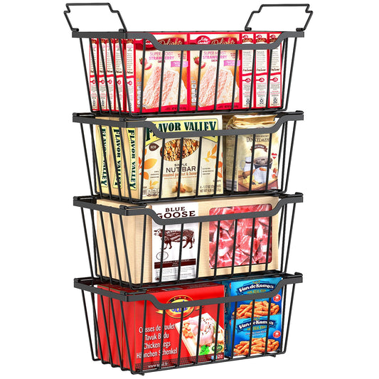 Freezer Organizer Bins, 4 Pack Stackable Pantry Storage Bins - Image 1