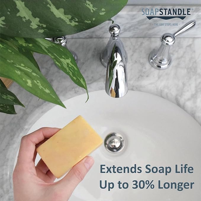 SoapStandle Bar Soap Gripper: Eco-Luxury, Rust-Resistant Stainless Steel Soap Holder for Bath and Showers, No Goo or Mess Soap Saver, 1pc