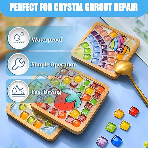 Mosaic Crystal Grout, Mosaics Tile Tools, Mosaic Tile Accessories – Essential for Handmade Grouting and Perfect for DIY Craft Projects (Translucent, 17.5oz)