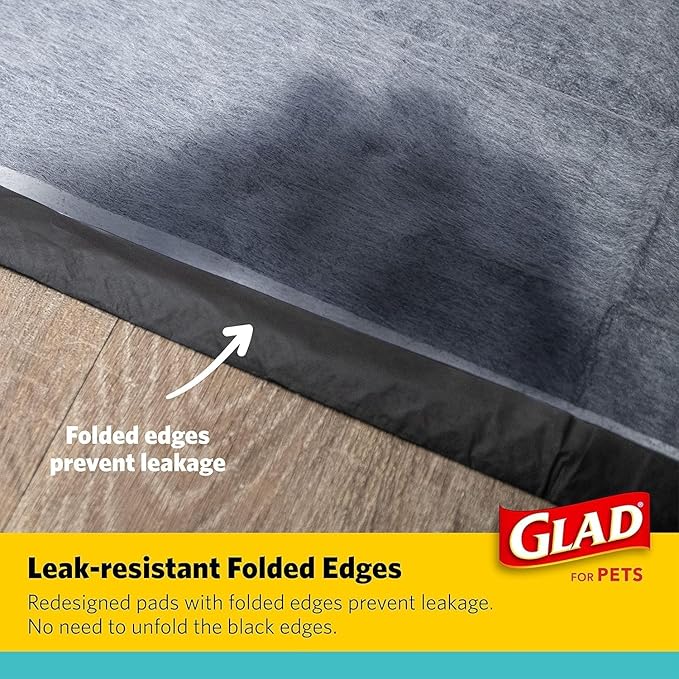 Glad for Pets Activated Charcoal Dog Training Pads, Small Size 17.5" x 23.5" Odor Absorbing, Pee Pads for Dogs Perfect for Training New Puppies, Charcoal, 120 Count - 2 Pack