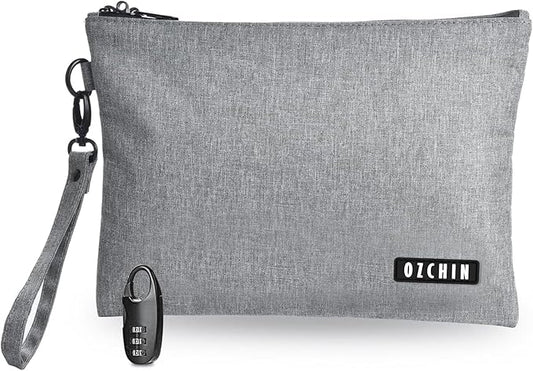 OZCHIN Smell Proof Bag Travel Storage Case Activated Charcoal Pouches Durable Odorless Medicine Organizer (Grey, 11 x 8 inches)