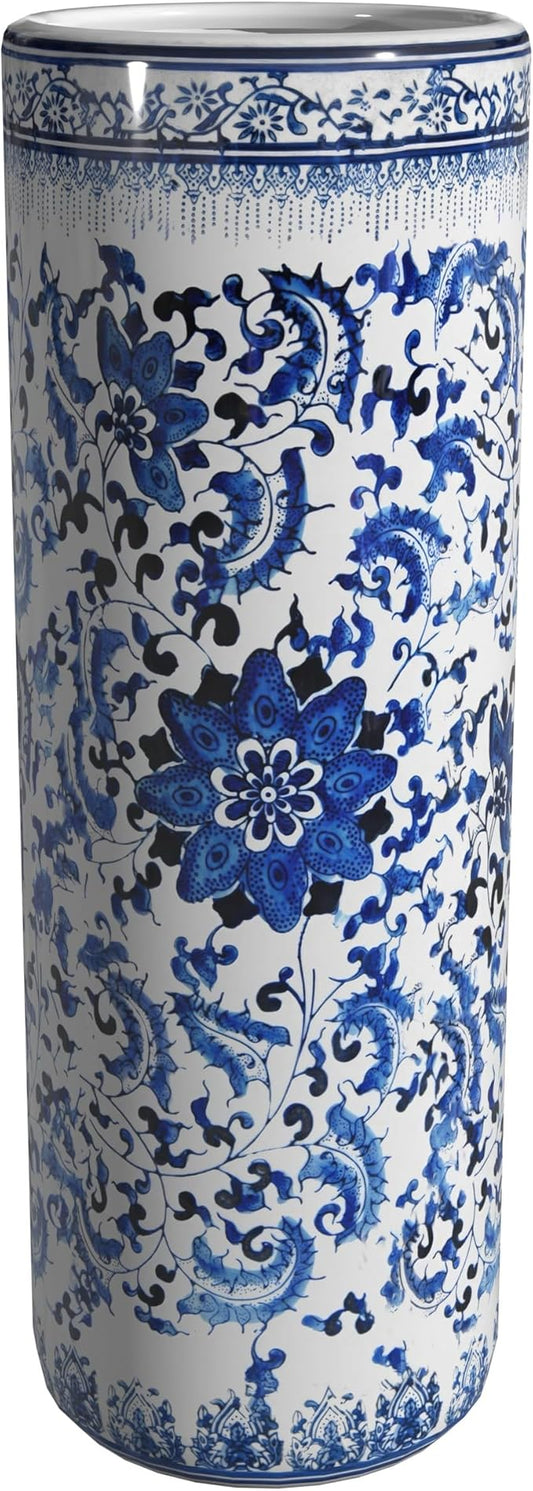 Red Lantern 24" Floral Blue & White Porcelain Umbrella Stand