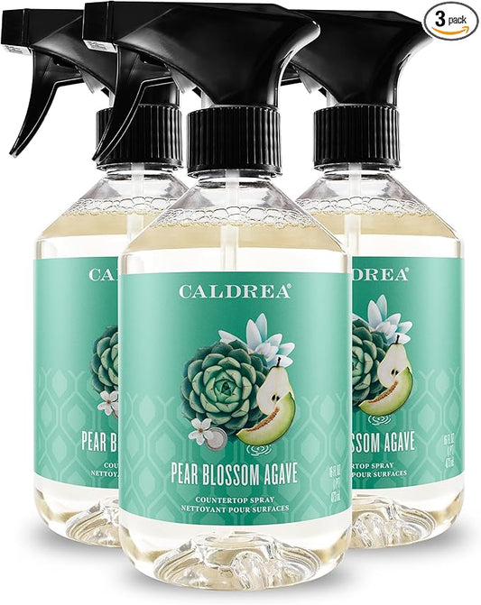Caldrea Multi-surface Countertop Spray Cleaner, Made with Vegetable Protein Extract, Pear Blossom Agave, 16 oz, 3 Pack