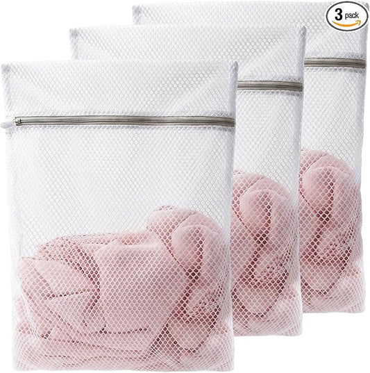 Mesh Laundry Bags for Delicates,16 x 20 Inches Honeycomb Zippered Washing Bags for Lingerie and Delicate Garments, 3 Pack