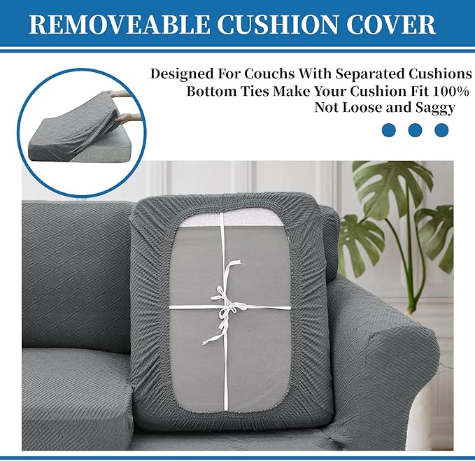 XINEAGE 2025 New 4 Pieces Extra Large Couch Covers for 3 Cushion Sofa Super Stretch Sofa Cover for 3 Large Seat Cushion Universal Slip Cover for Living Room (Light Gray), 91"-110"(3 Cushions)